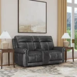 Alexander Leather Power Reclining Loveseat with Console, Power Headrest & Lumbar - Image 3