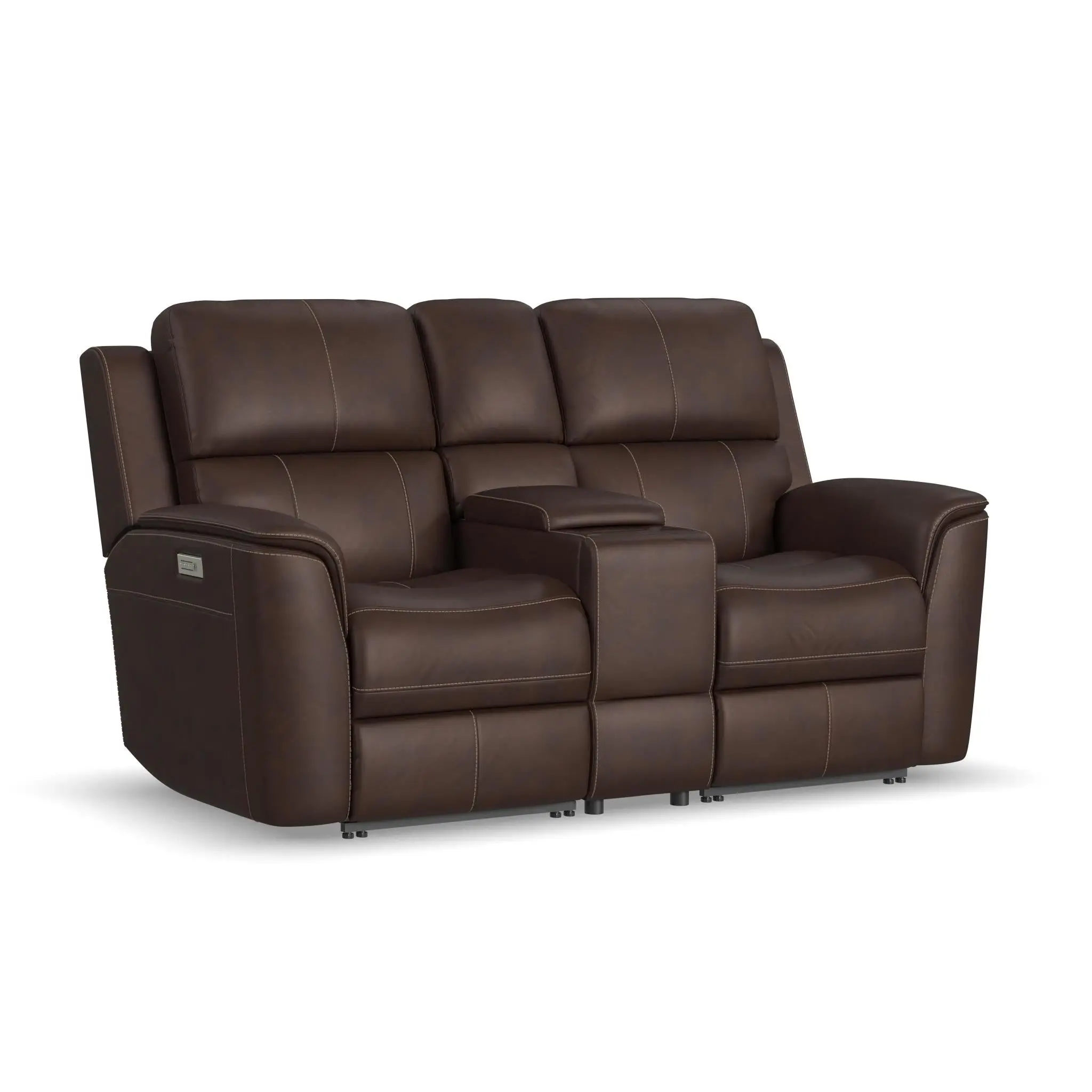 dee7fbdf1cd4ca83573e0c5925abaf39 Henry Burnt Umber Leather Power Reclining Loveseat with Console & Power Headrests & Lumbar - Image 1