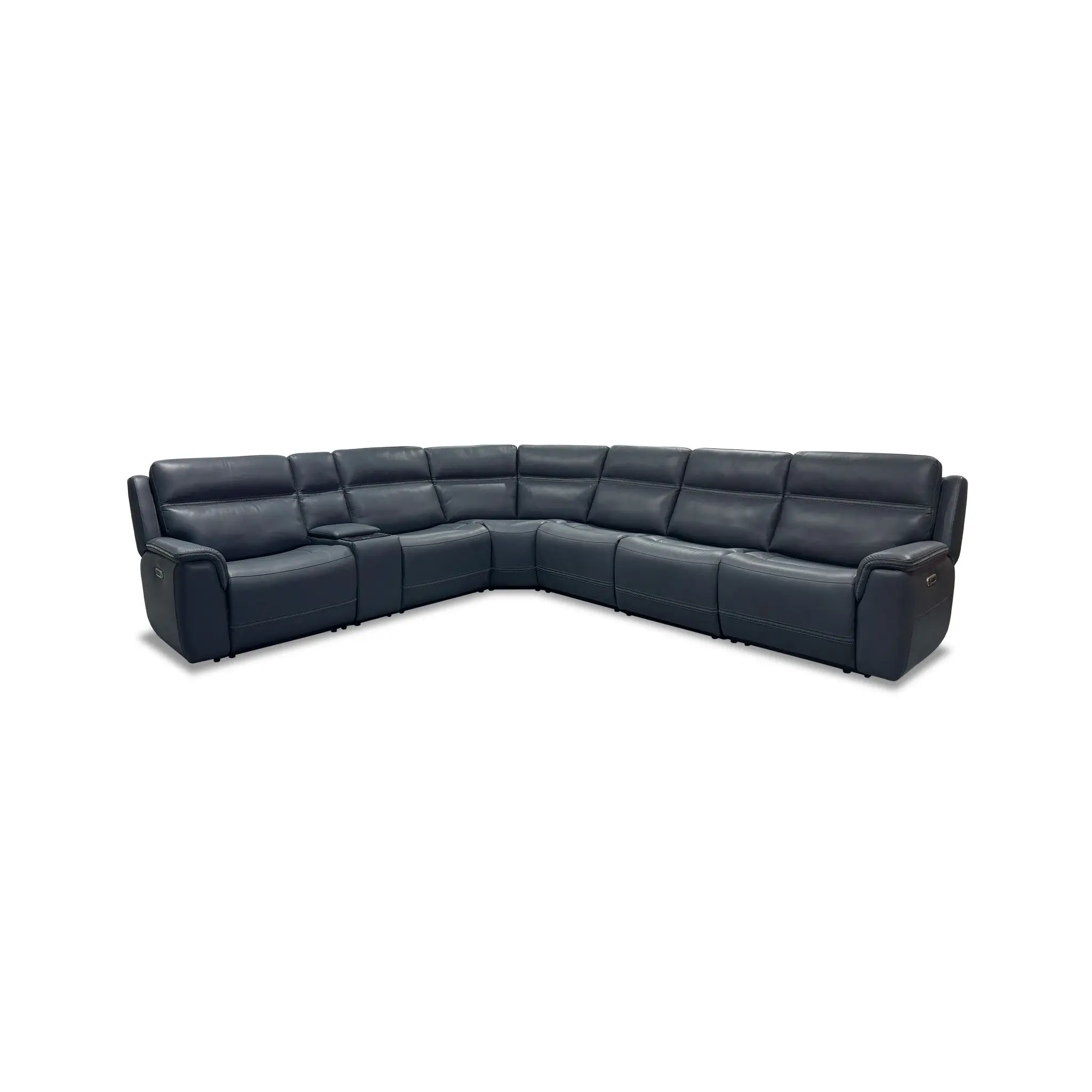 e53766384b43c16e94b1e9e1ee73c4a2 Sawyer Leather Power Reclining Sectional with Power Headrests & Lumbar - Image 1