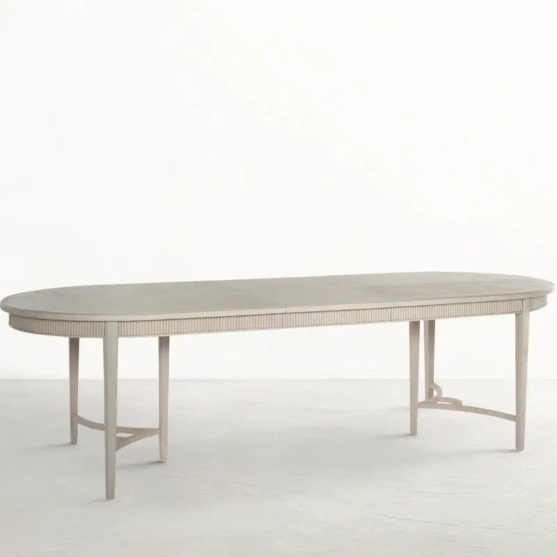 f14861850bad3cf000672195865434cd Whitlock Mindi Veneer Oval Extendable Dining Table - Cerused White, 86 In. W X 30 In. H - Image 1