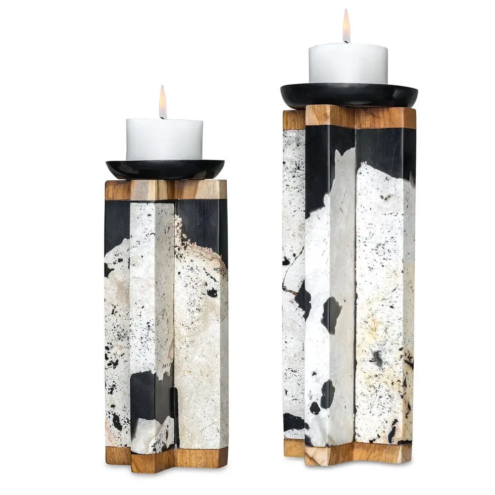 096bdbea897450cc6c390af3f6f7dd7a Illini Candleholders, S/2 - Image 1