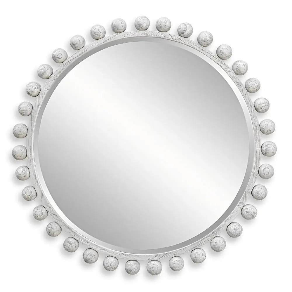 82fbeaa1a88d2cae3dbbeea900775c54 Cyra Wood Round Mirror, Aged Ivory - Image 1