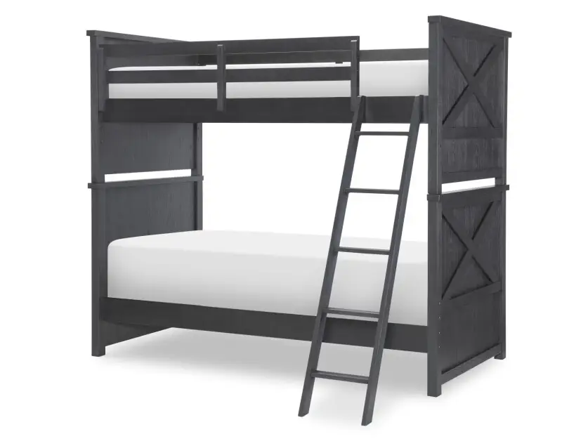 98da3d82d8e40f73d11dedbe8a1568fa 1860 Flatiron LK Complete Twin Over Twin Bunk Bed Black Finish - Image 1