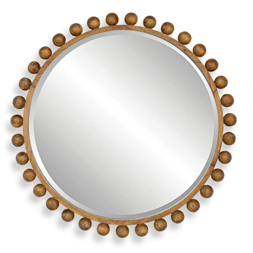 cac1ec9bea7d0221f0ef9ffc3e943d5e Cyra Wood Round Mirror, Walnut - Image 1