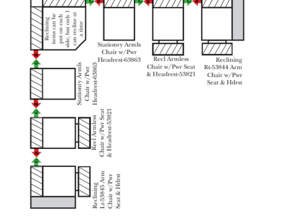stationary corner with 2 power headrest
