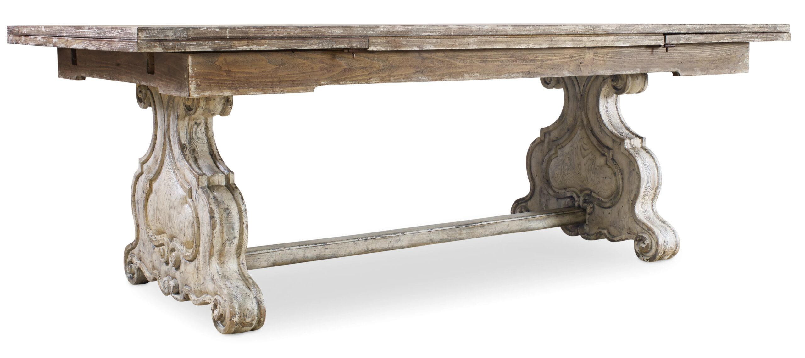 cc7f0b36b1e6b78f3d56f1a926a4bd16 Chatelet Refectory Rectangle Trestle Dining Table with Two 22'' Leaves - Image 1
