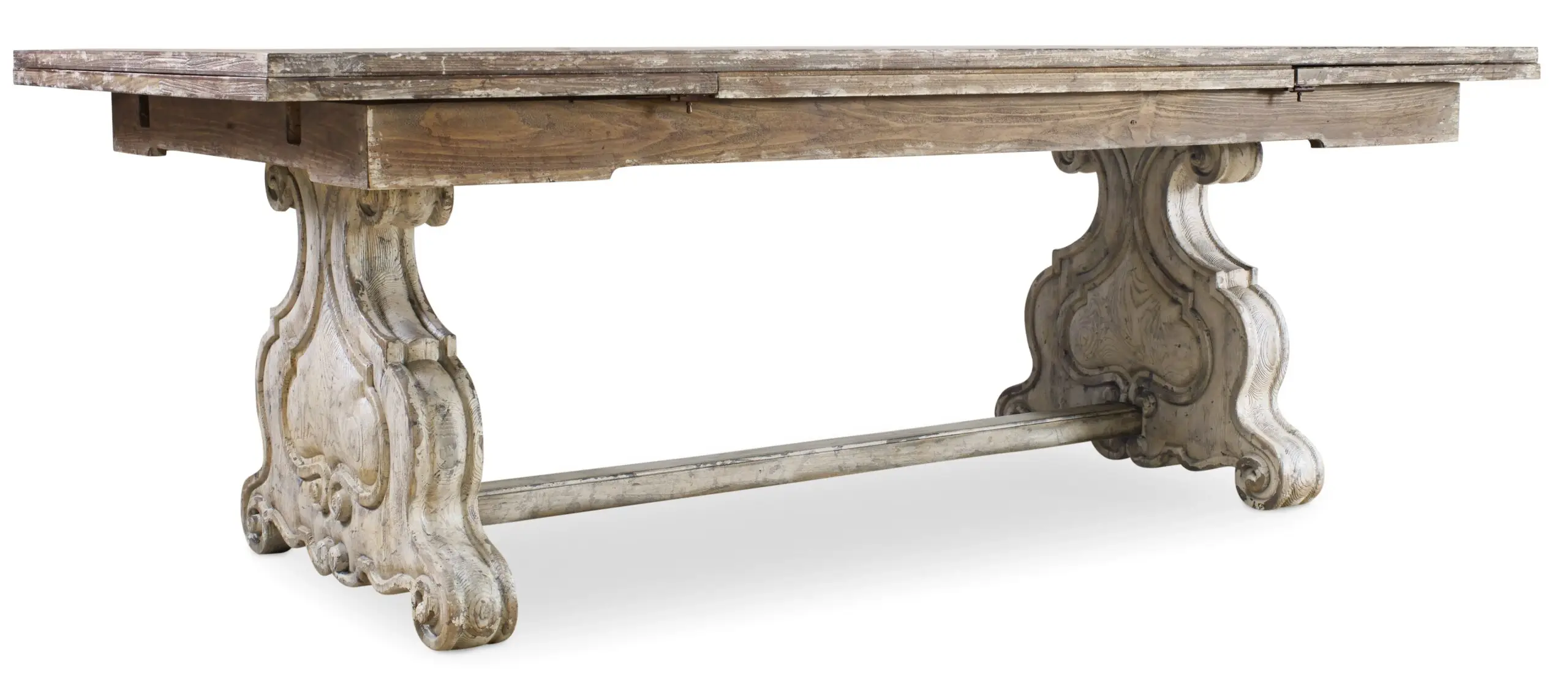 cc7f0b36b1e6b78f3d56f1a926a4bd16 Chatelet Refectory Rectangle Trestle Dining Table with Two 22'' Leaves - Image 1