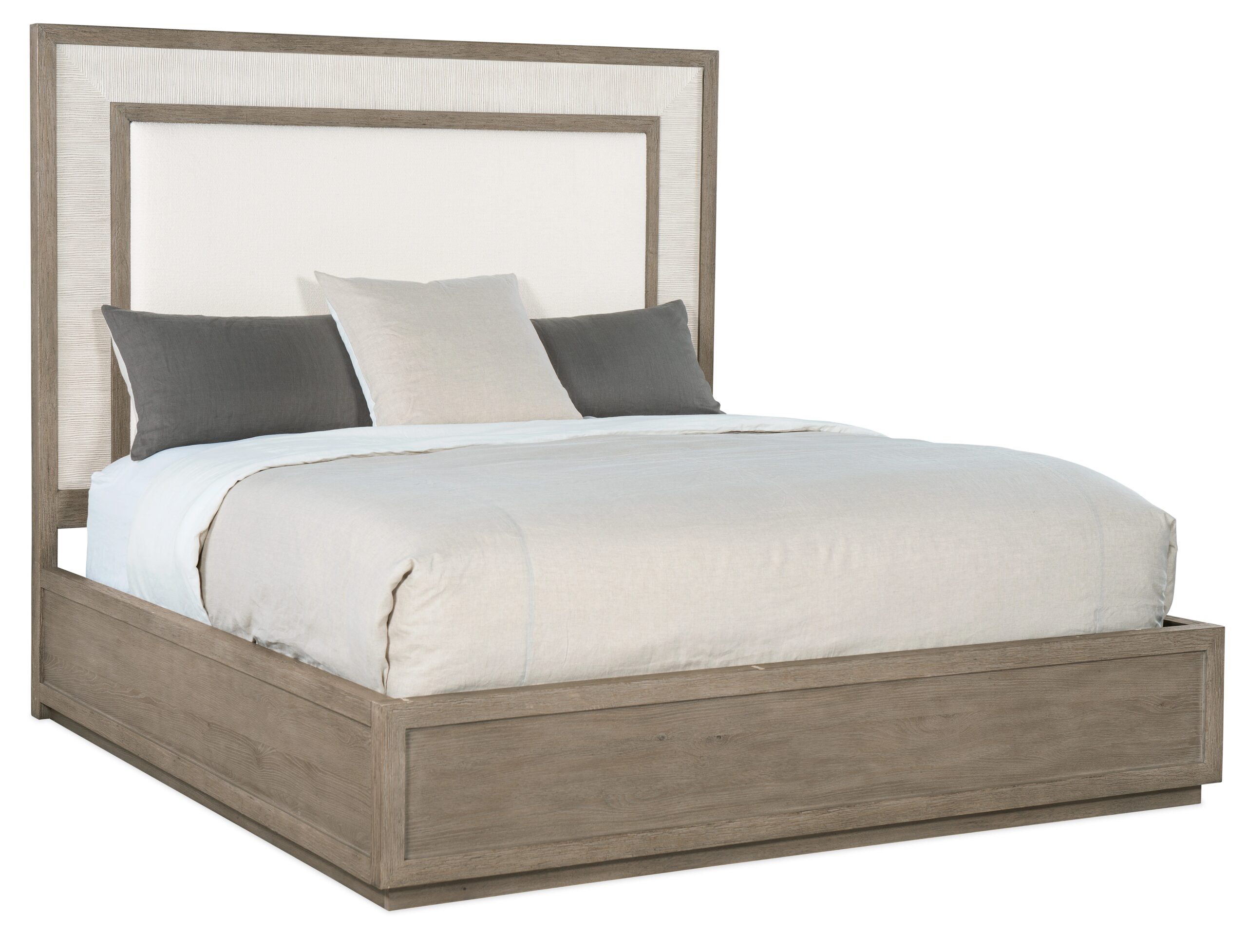 cdaf52fa0b53a67a1284f70b88ed1b26 Serenity Rookery Cal King Upholstered Panel Bed - Image 1