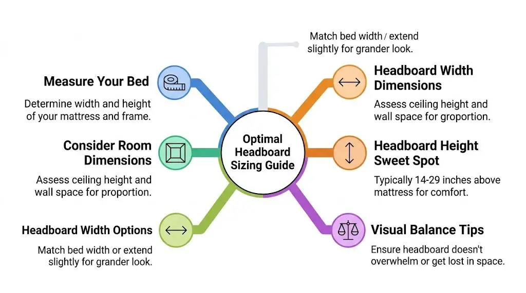 A helpful infographic outlining the essential steps for choosing the correct headboard size for your bed.