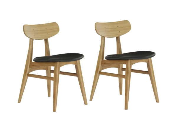 cassia dining chair with leather seat (set of 2)
