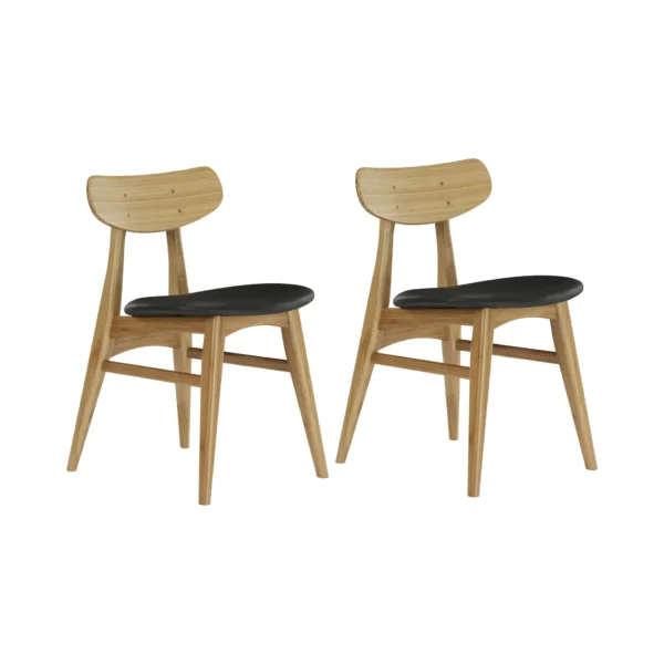 cassia dining chair with leather seat (set of 2)