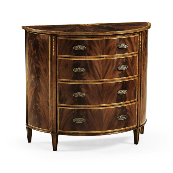 mahogany demilune chest of drawers