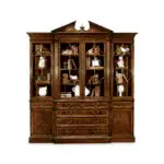 triple mahogany display cabinet with drawers