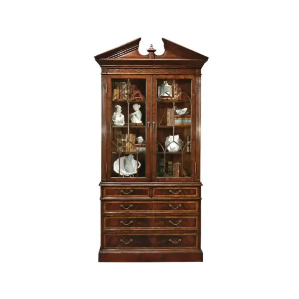 mahogany glazed display cabinet with drawers