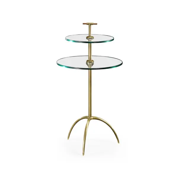 brass & glass round drinks table