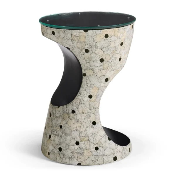 dalmatian eggshell round cut out lamp table