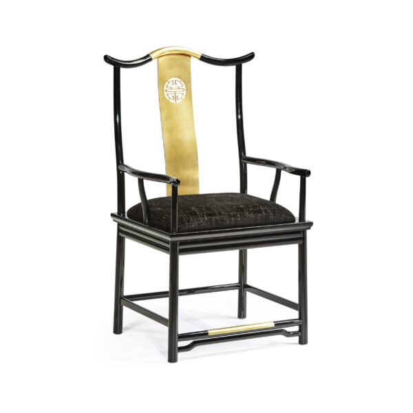 fusion black gloss dining arm chair