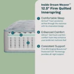 Cross-section diagram of the Dream Weaver firm innerspring mattress layers.