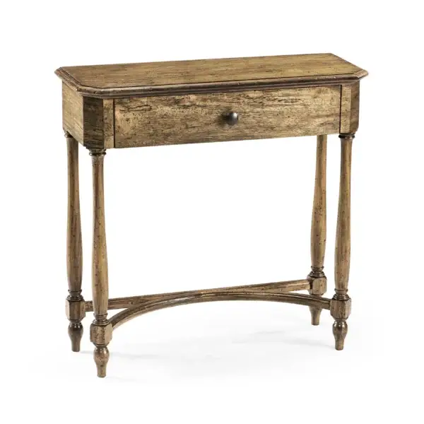medium driftwood small console table with drawer