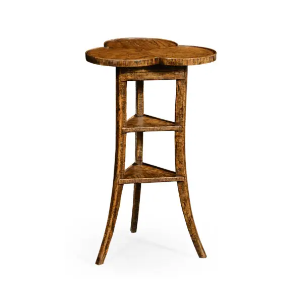 trefoil side table in country walnut