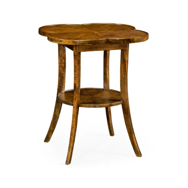 quatrefoil lamp table in country walnut