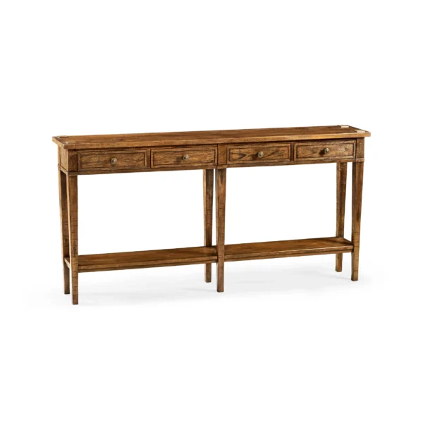 country walnut four drawer console