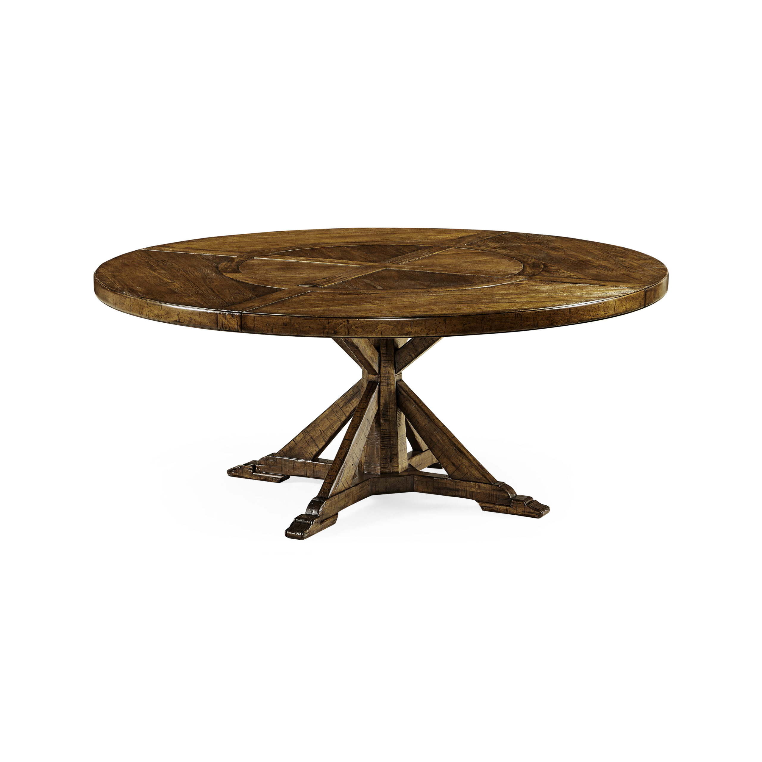 country walnut round dining table with inbuilt lazy susan 72" country walnut round dining table with inbuilt lazy susan 72"