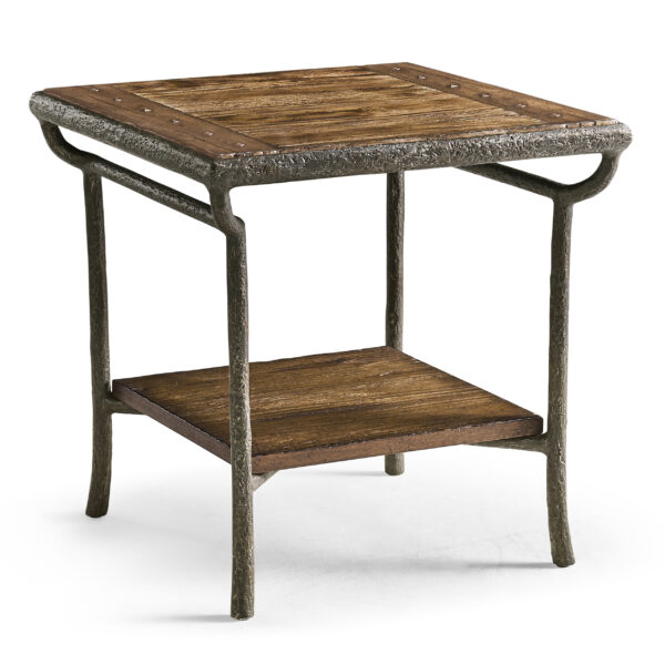 forge iron square end table