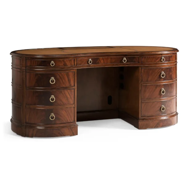 mahogany kidney pedestal desk