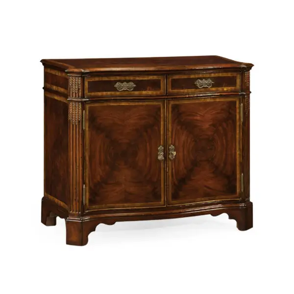 serpentine two door mahogany cabinet