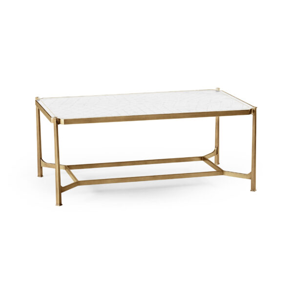 Églomisé & gilded iron rectangular coffee table