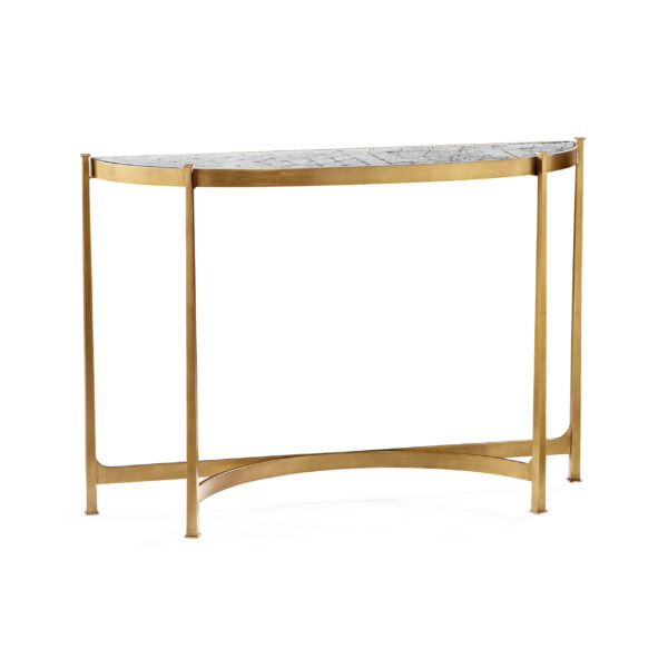 large Églomisé & gilded iron demilune console