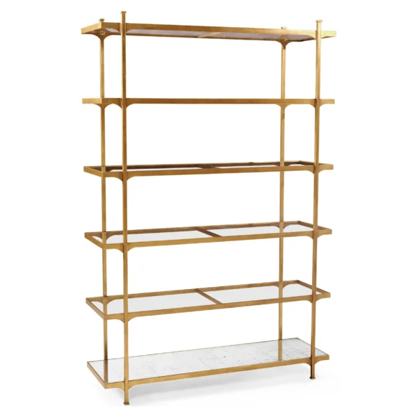 Églomisé & gilded iron six tier Étagère