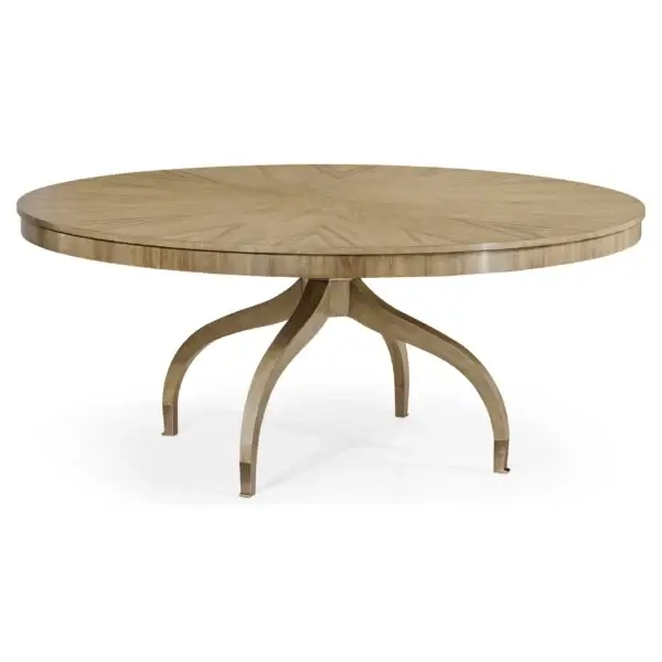 round bleached walnut dining table 72"