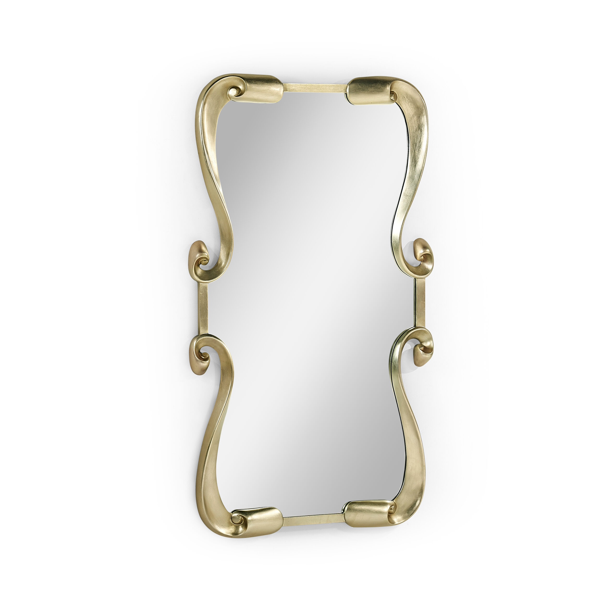 barcelona mirror Modern gold wall mirror with elegant, curved frame accents.