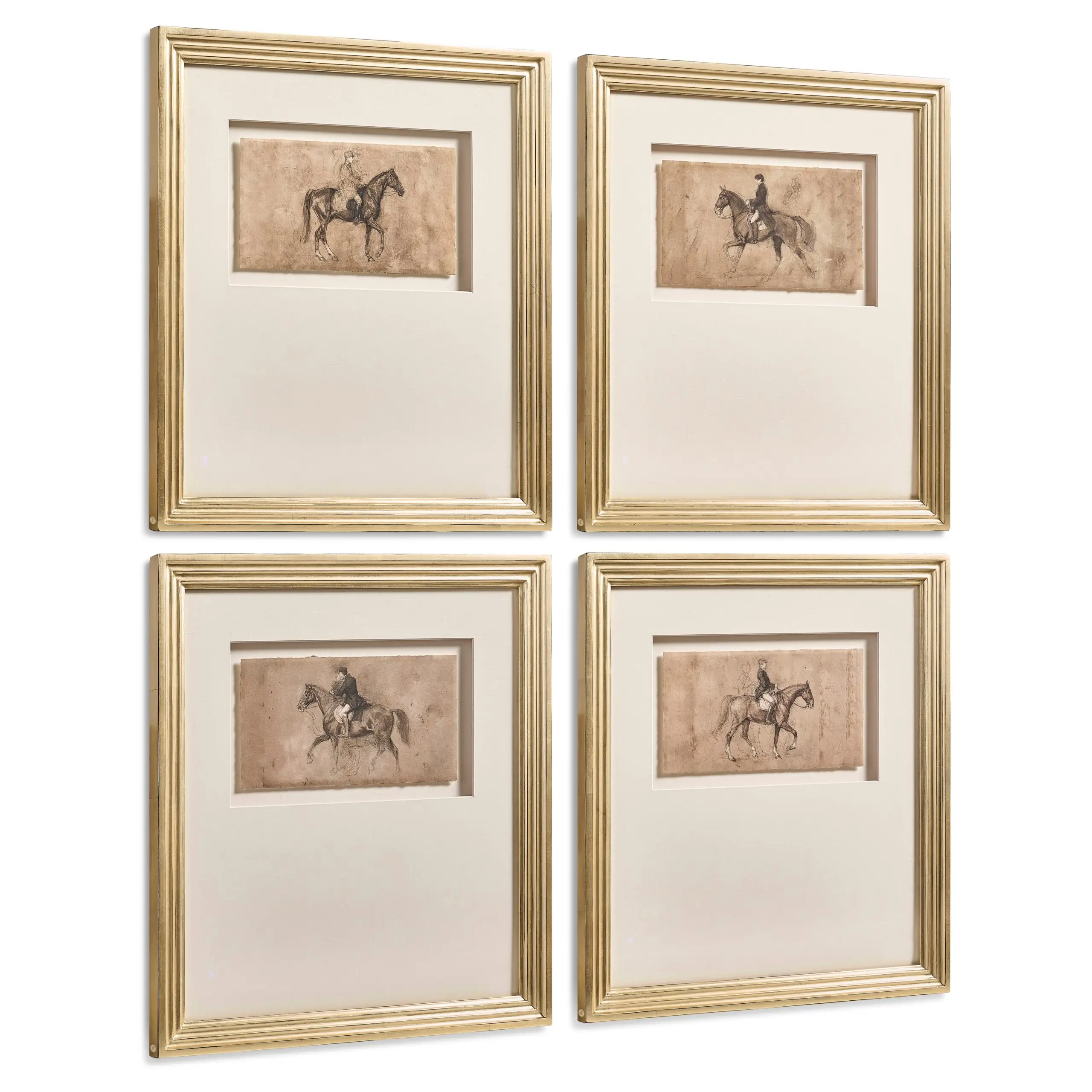 equestrian lines in motion set of 4 equestrian lines in motion set of 4