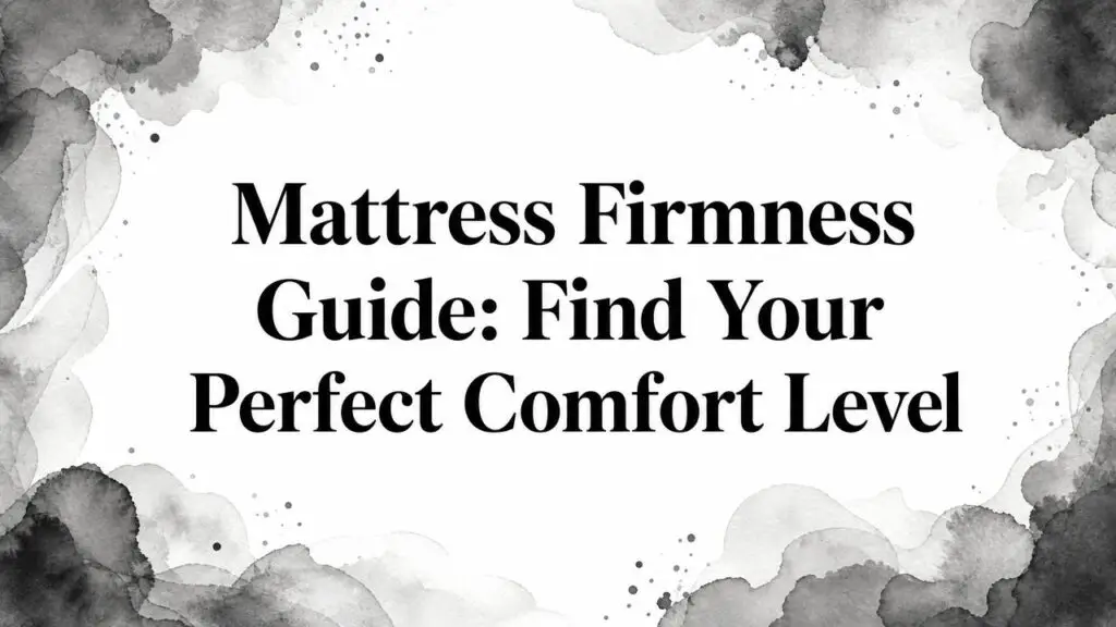 Text graphic reading Mattress Firmness Guide with watercolor border.