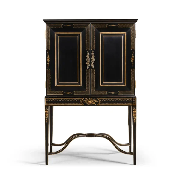 formal black & gold drinks cabinet