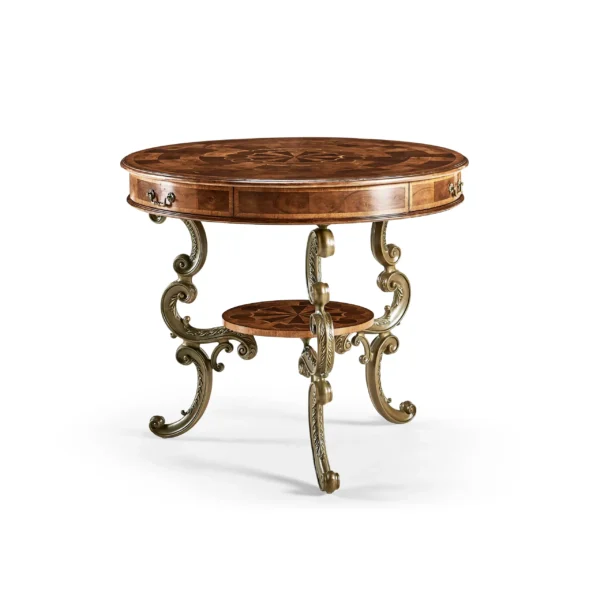 oyster round table on brass base