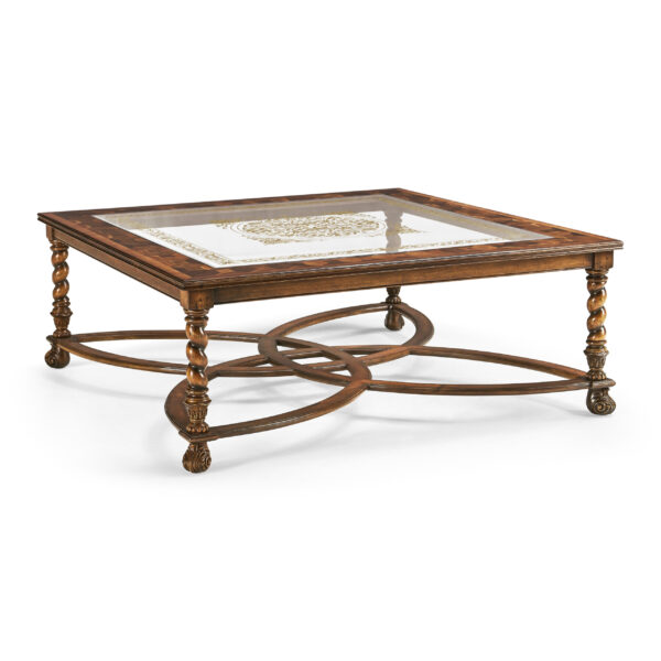 square oyster & Églomisé coffee table (52")
