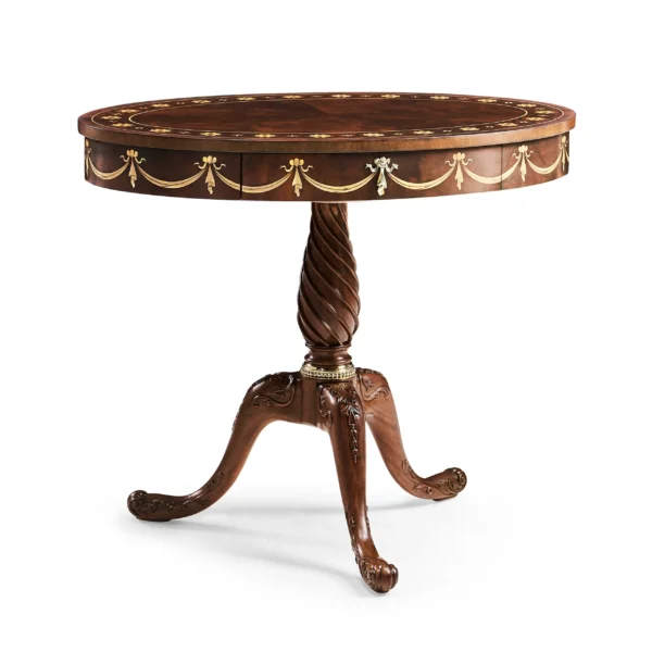mahogany oval marquetry lamp table