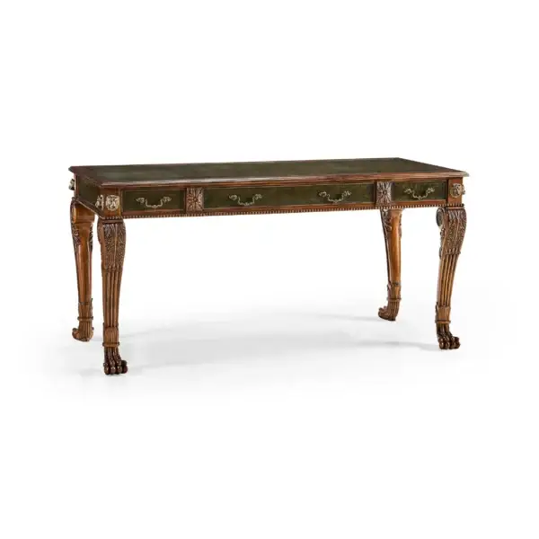 italian lions paw desk (leather & walnut)