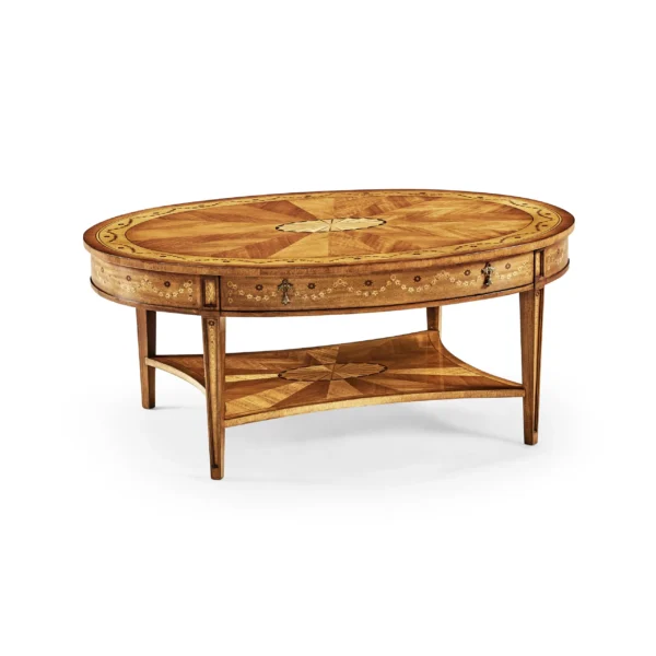 sheraton satinwood oval coffee table