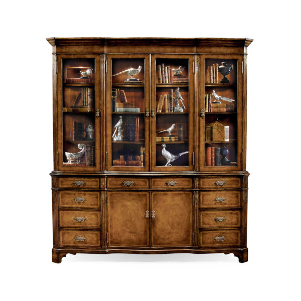 serpentine architrave walnut china cabinet
