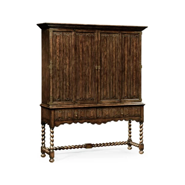 elizabethan style dark oak tv cabinet