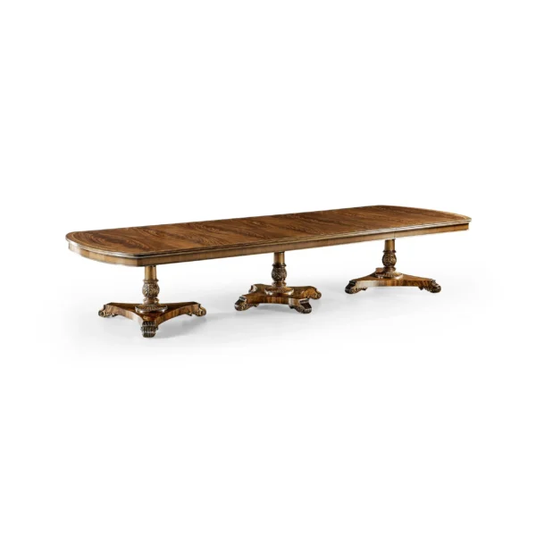 crotch walnut triple pedestal dining table 158"