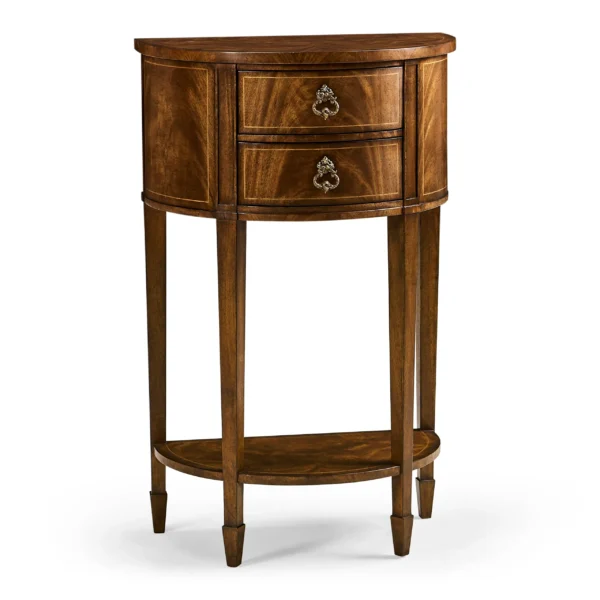 crotch walnut demilune narrow tables