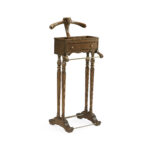 regency style walnut valet stand with stud box