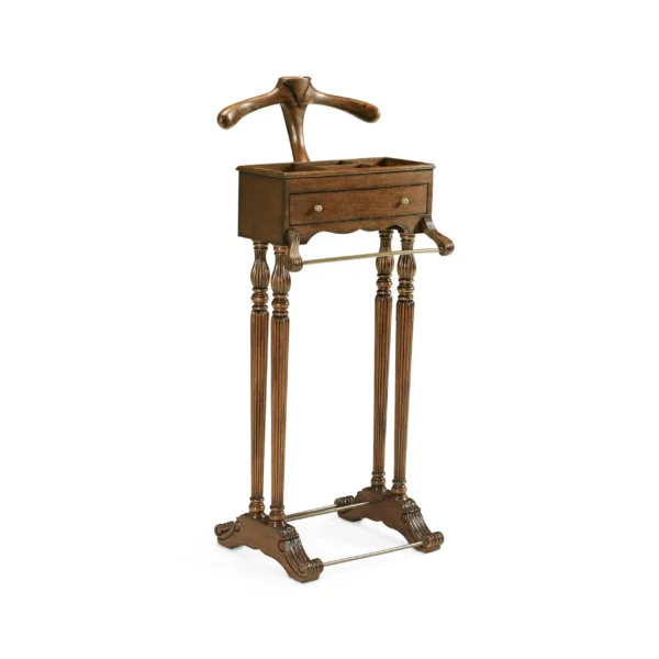 regency style walnut valet stand with stud box