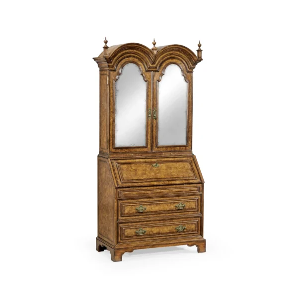 queen anne pollard bureau cabinet with mirrored doors
